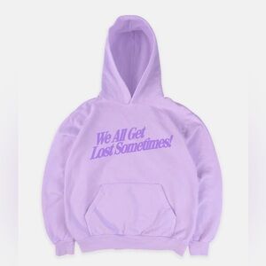 SORRYIMBUSY: 'We All Get Lost Sometimes!' Hoodie Lilac Purple Large RARE